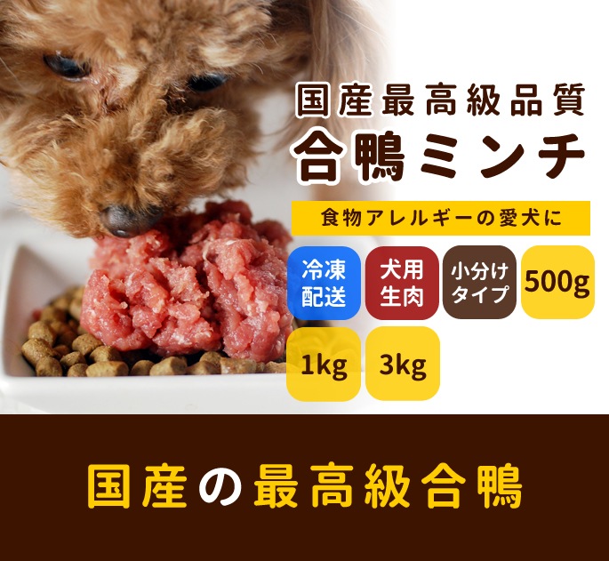 犬用 生肉｜合鴨ミンチ 500g 1kg 3kg 【最高級合鴨】ドッグフードの通販・帝塚山ハウンドカム