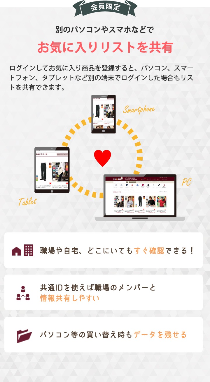 お気に入り機能の使い方 飲食店制服 フードユニフォームの通販 販売 ユニコレ