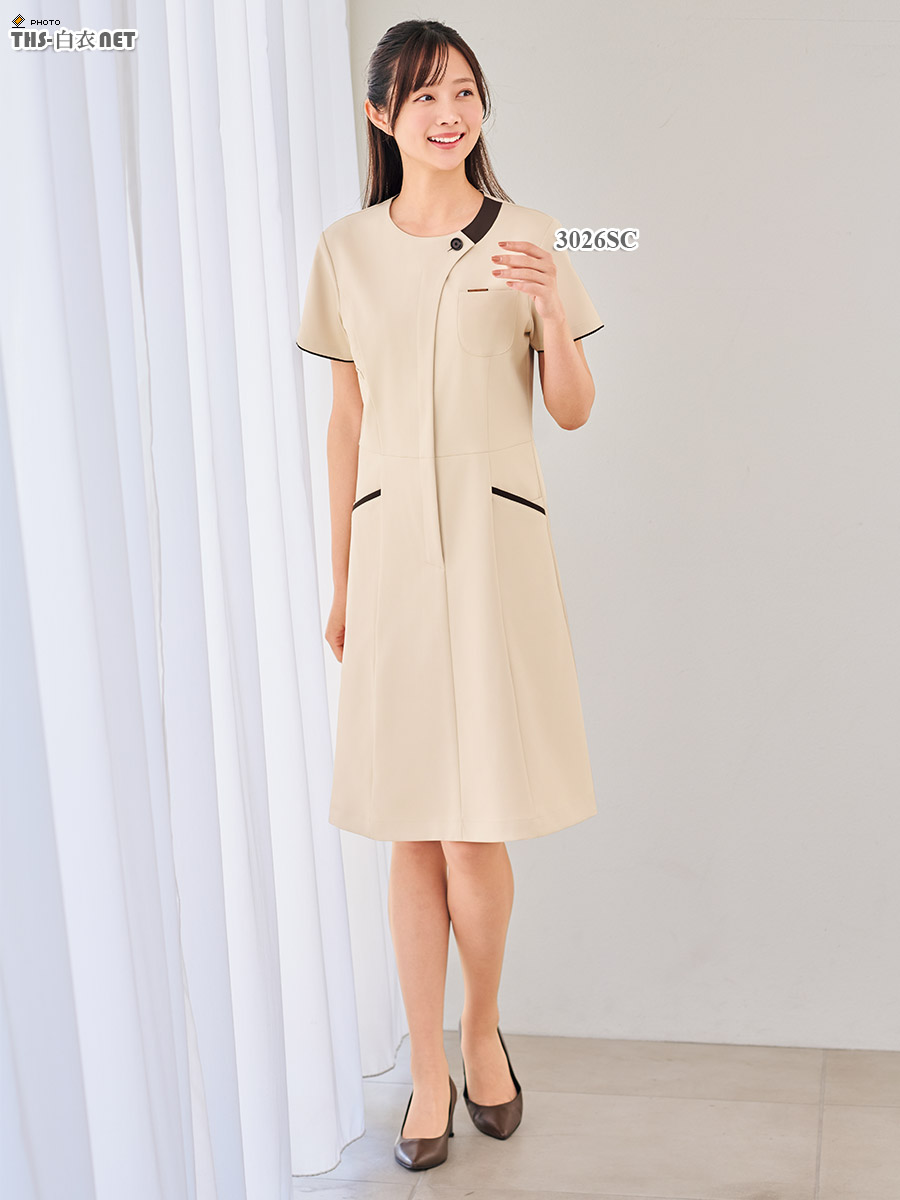 ワンピース半袖[フォーク製品] 3026SC｜THS-白衣通販・販売