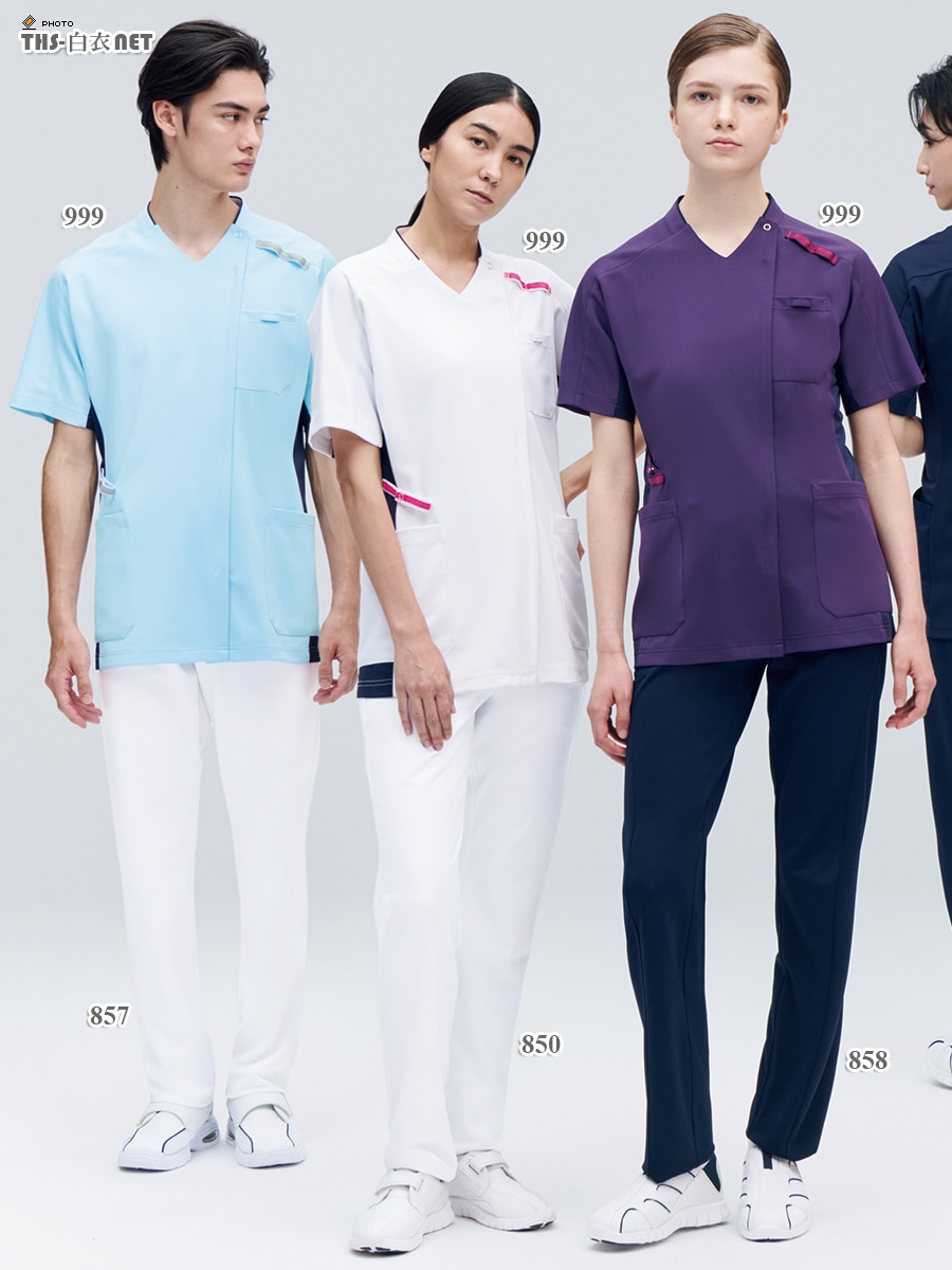男女兼用スクラブジャケット半袖[KAZEN製品] 999｜THS-白衣通販・販売