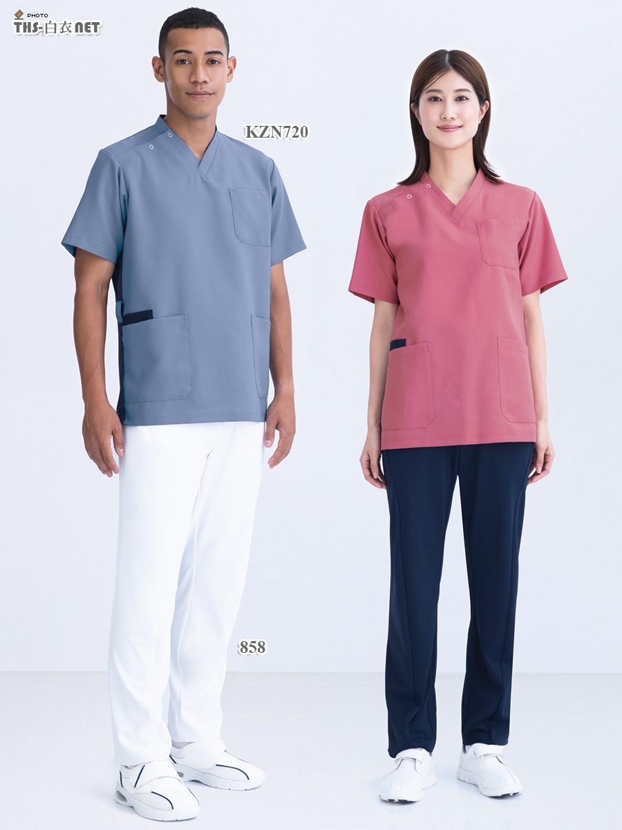 スクラブ半袖(男女兼用)[KAZEN製品] KZN720｜THS-白衣通販・販売
