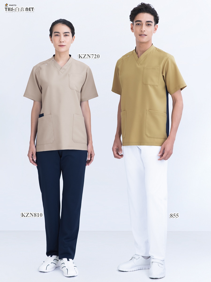 スクラブ半袖(男女兼用)[KAZEN製品] KZN720｜THS-白衣通販・販売