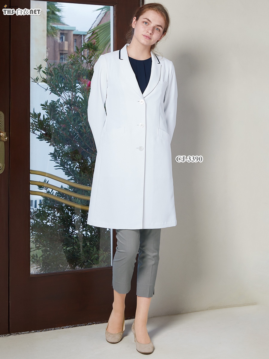 女子白衣シングルドクターコート長袖[ナガイレーベン製品] CJ-3390