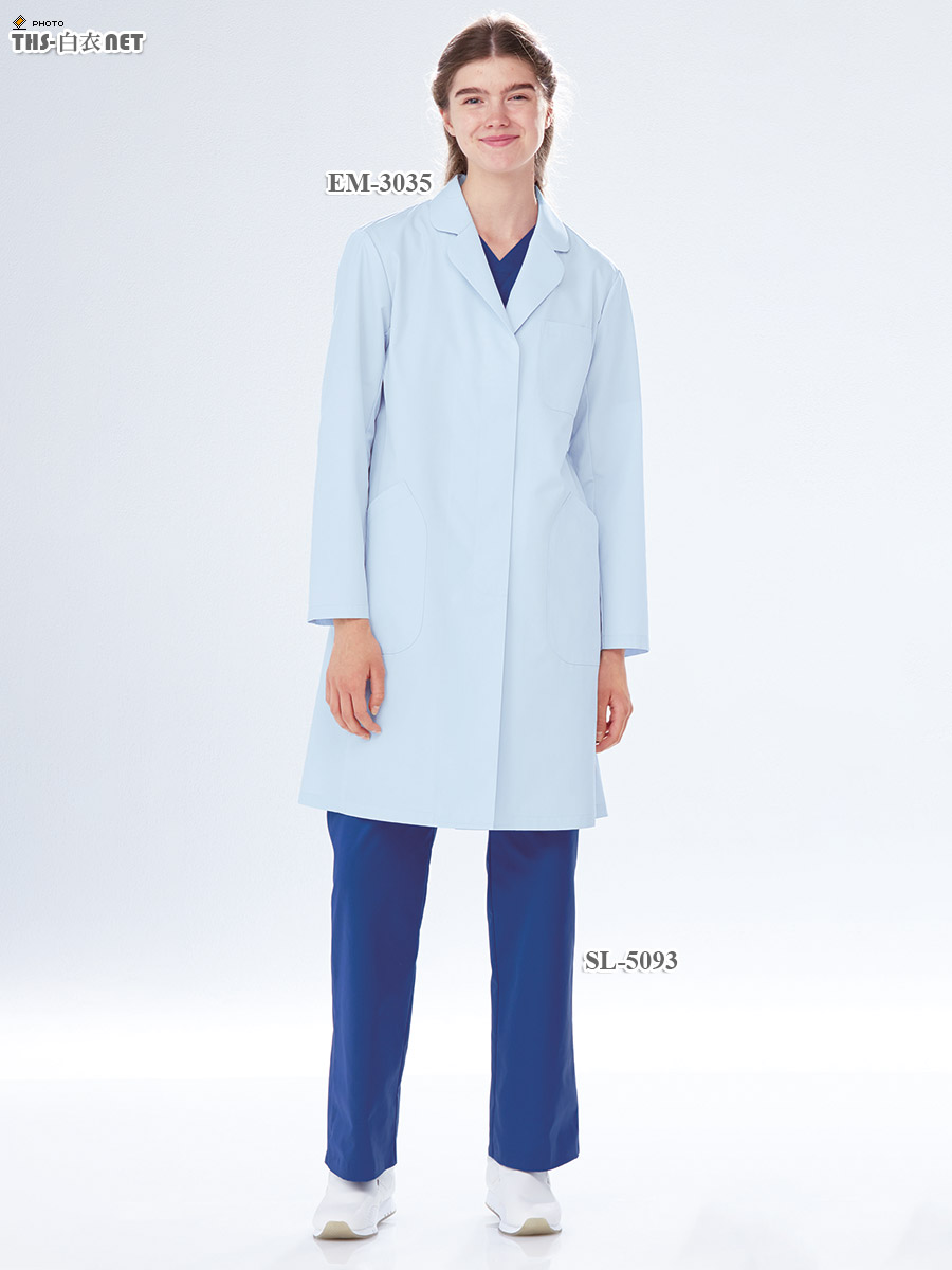 エミット女子白衣シングル診察衣長袖[ナガイレーベン製品] EM-3035