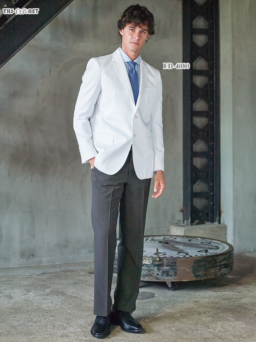 男子白衣テーラードジャケット長袖[ナガイレーベン製品] FD-4080｜THS-白衣通販・販売
