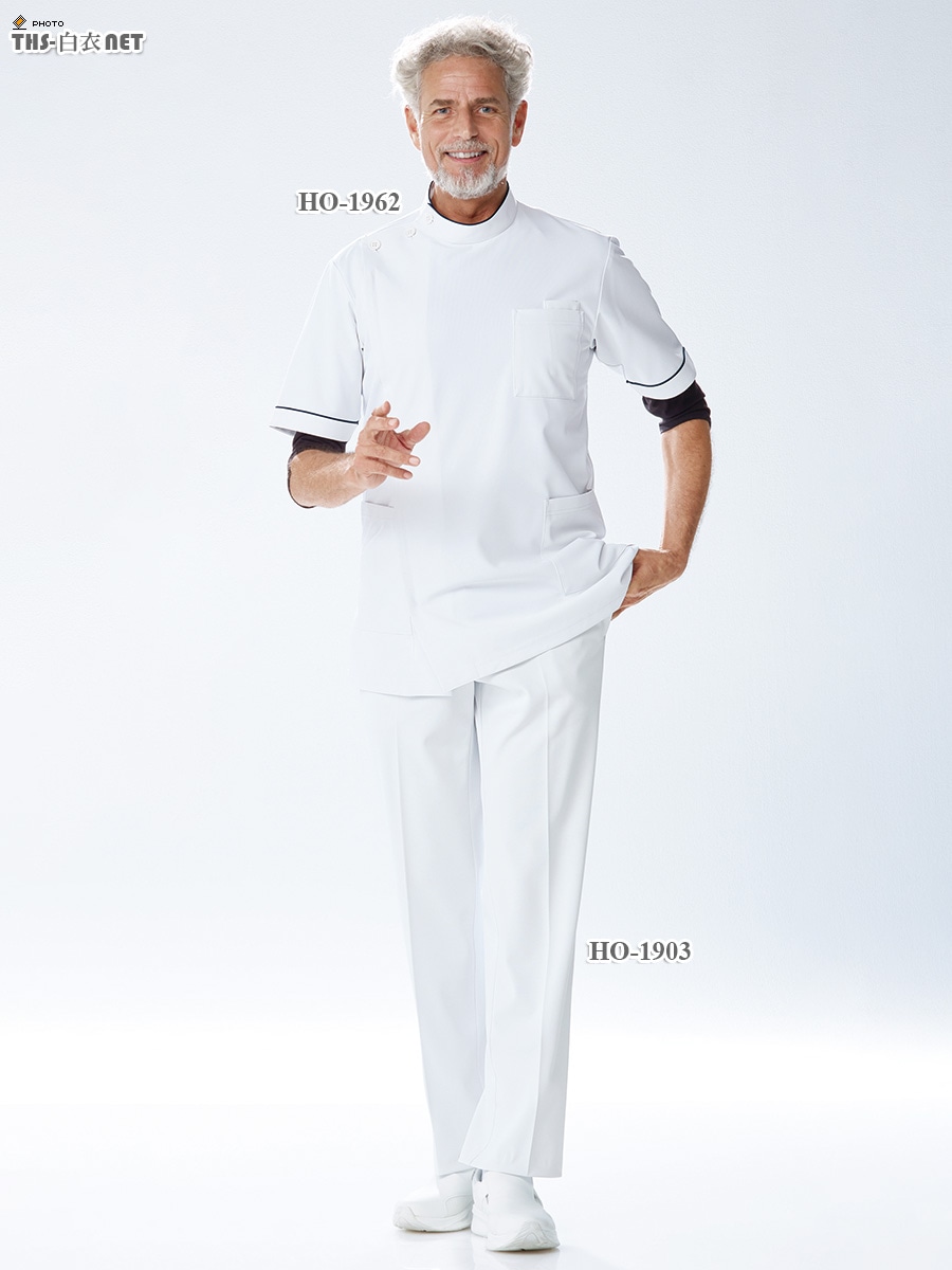 ホスパースタット男子横掛半袖[ナガイレーベン製品] HO-1962｜THS-白衣