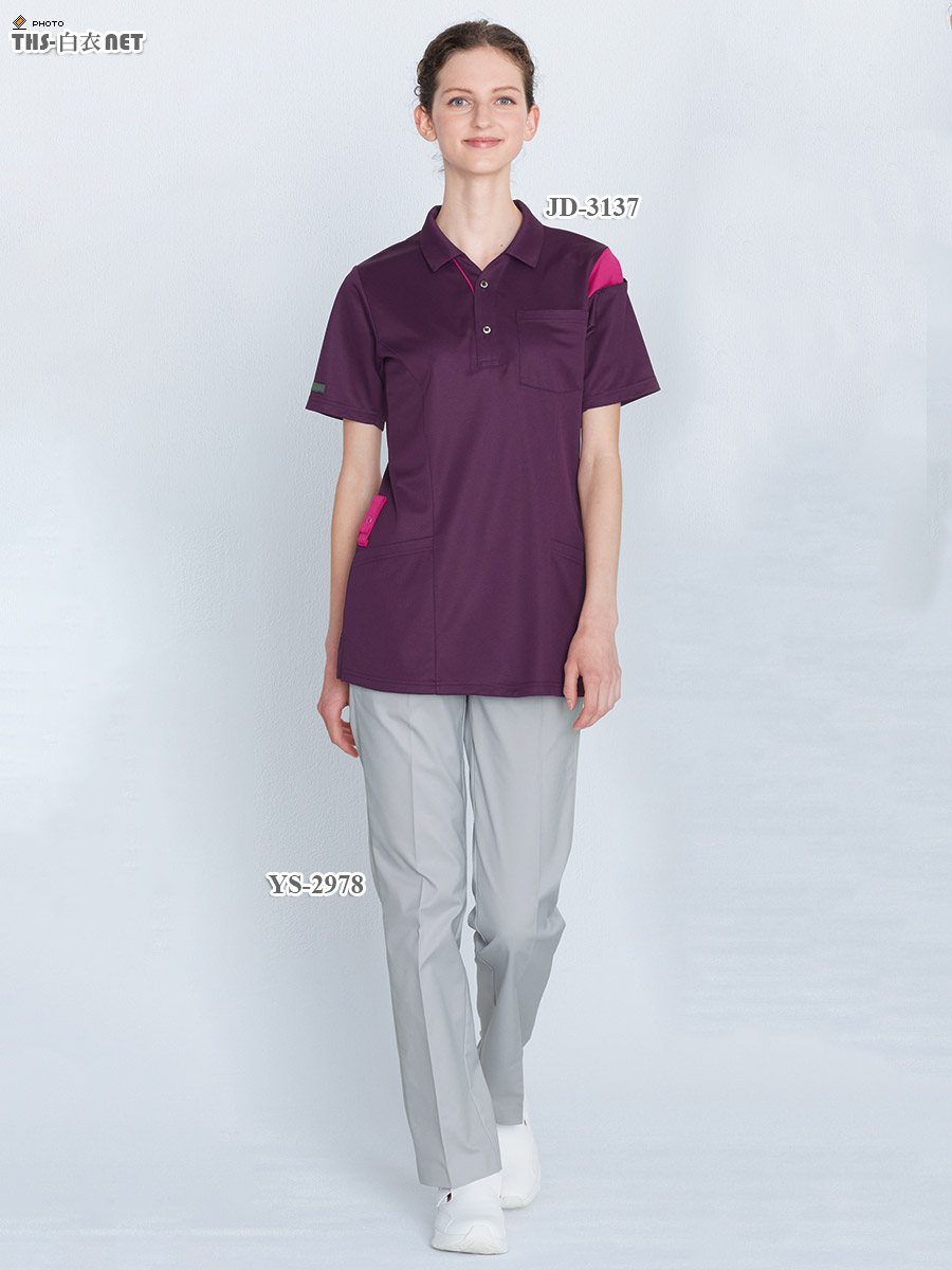 男女兼用ニットシャツ半袖[ナガイレーベン製品] JD-3137｜THS-白衣通販