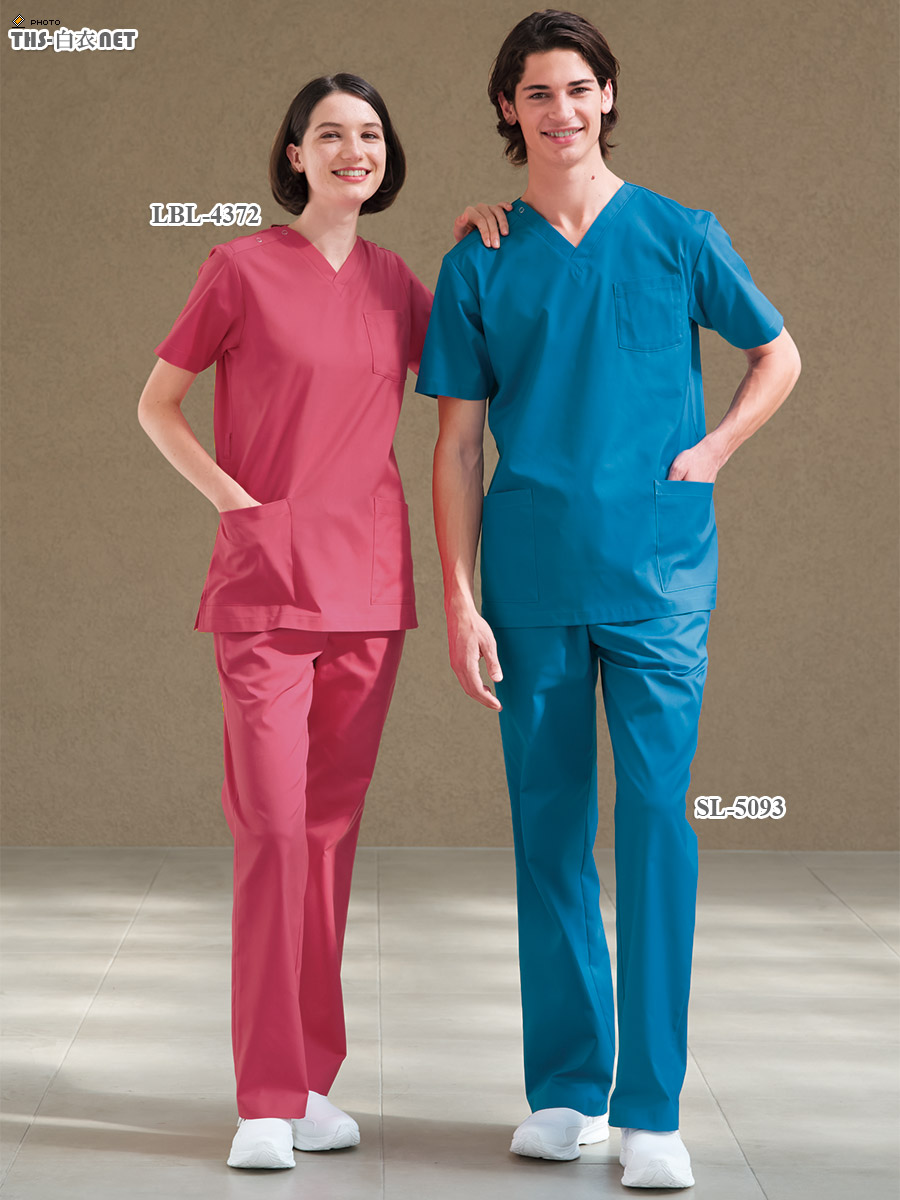 リバティフラワープリント男女兼用スクラブ半袖[ナガイレーベン製品