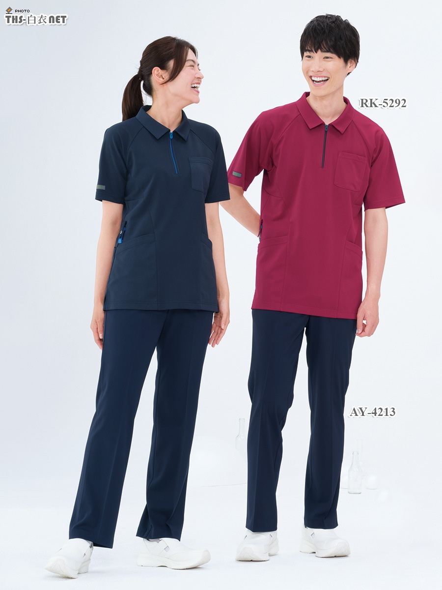 男女兼用ニットシャツ半袖[ナガイレーベン製品] RK-5292｜THS-白衣通販