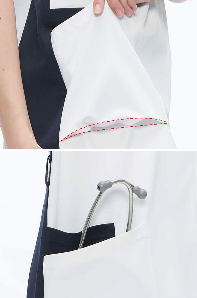 ポケットにはマチが付いており収納力抜群。聴診器も入ります。