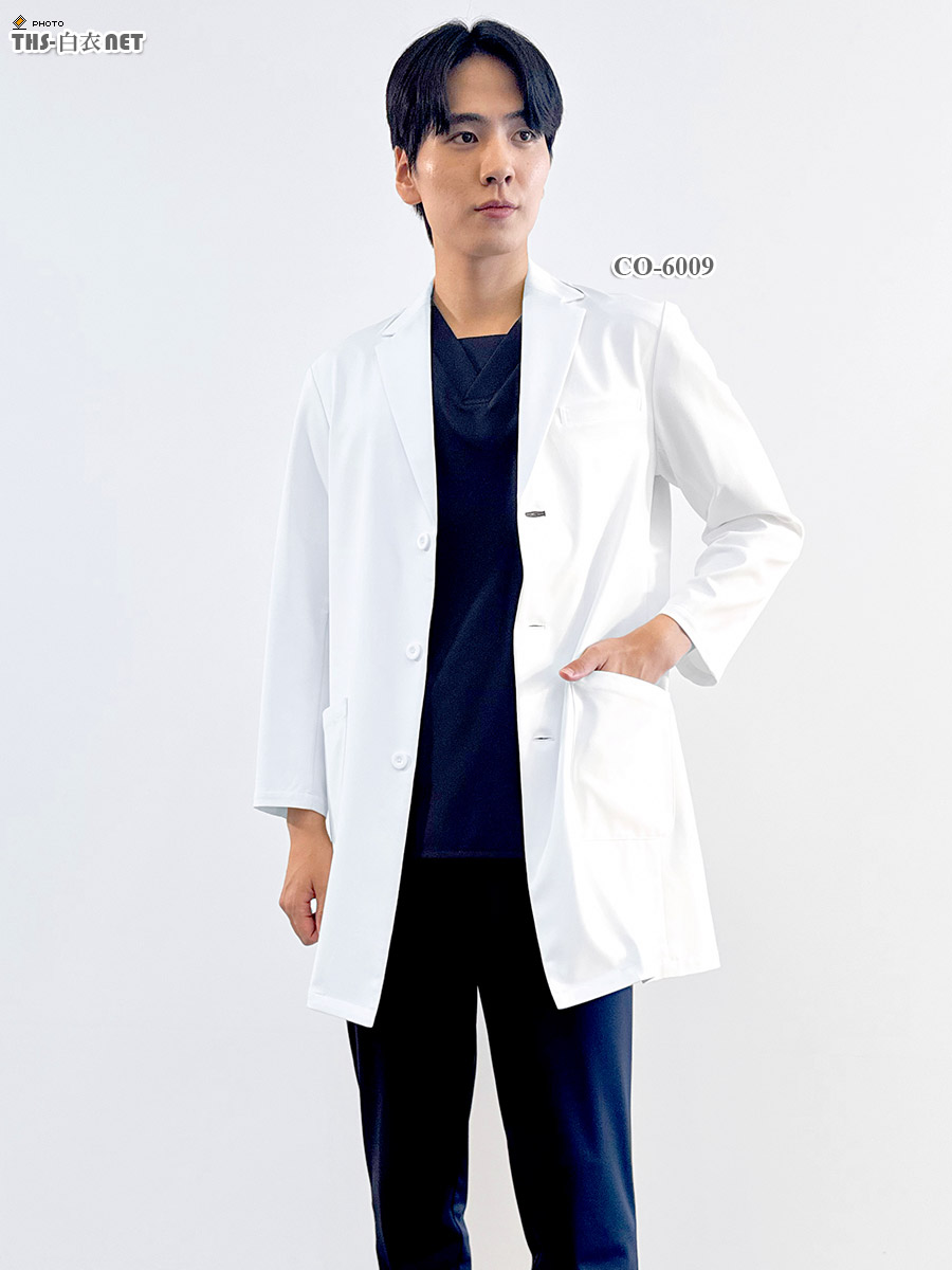 メンズ白衣ショートドクターコート長袖[オンワード製品] CO-6009｜THS
