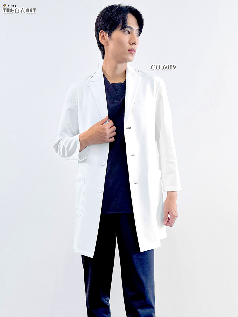 メンズ白衣ショートドクターコート長袖[オンワード製品] CO-6009｜THS