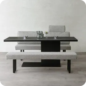 リビングダイニング4点セット アデルⅡテーブル180DT BK + LDチェア160DC + LDベンチ160BC GRA + ヘッドレストⅡGRA【大型商品配送便でのお届け】【要設置注意】