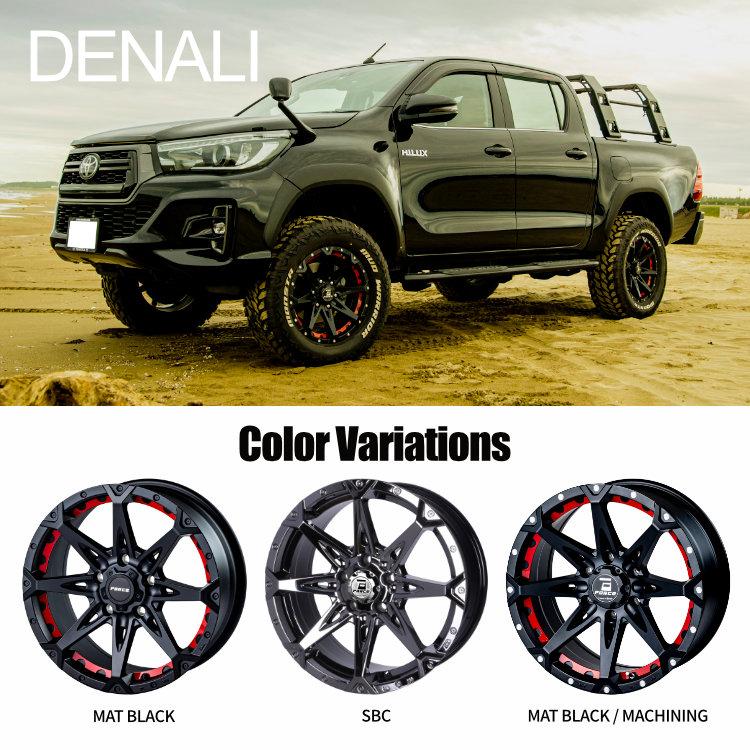 FORCE DENALI 18x8.0J 6/139.7 +15 SBC スーパーブラックコート DUNLOP