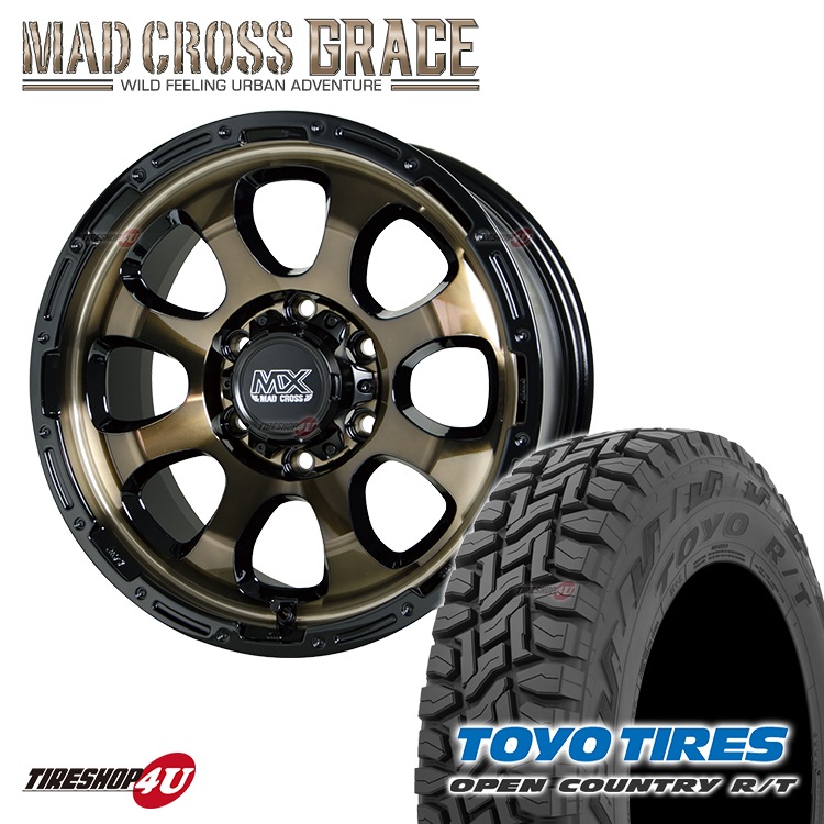 MAD CROSS GRACE 16x6.5J 6/139.7 +38 ブロンズ BRC/BK TOYO OPEN 