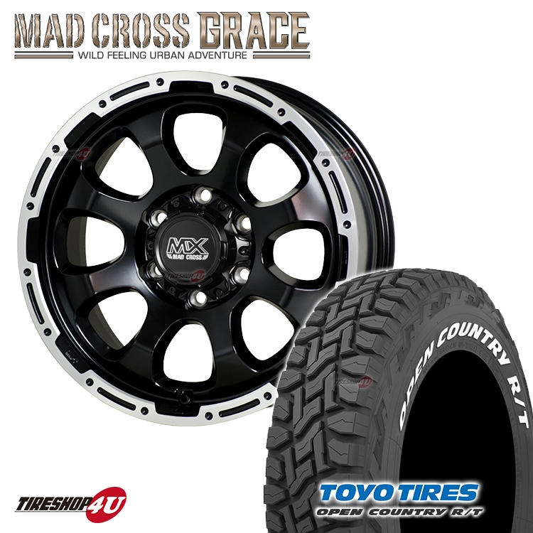 MAD CROSS GRACE 16x6.5J 6/139.7 +48 GB/P TOYO OPEN COUNTRY R/T 215/65R16 LT  オープンカントリー ホワイトレター キャラバン 新品 タイヤ＆アルミホイール4本セット｜タイヤ＆ホイールセット,サマータイヤ＆ホイールセット,サイズから探す  ...