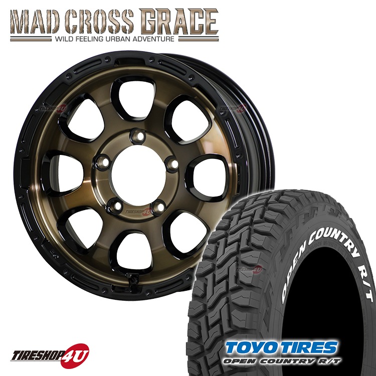 MAD CROSS GRACE 16x5.5J 5/139 +20 ブロンズBRC/BK TOYO OPENCOUNTRY 