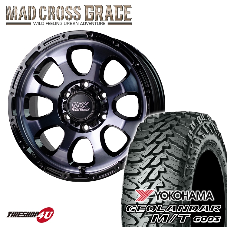 MAD CROSS GRACE 17x8.0J 6/139.7 +20 BKCBK YOKOHAMA GEOLANDAR M/T 
