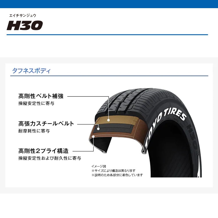 2025年製 TOYO H30 195/80R15 107N WL 195/80-15 ホワイトレター