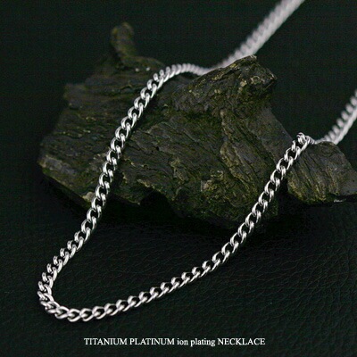 チェーンネックレス チタン 喜平ネックレス 70cm 3.3mm (プラチナ IP