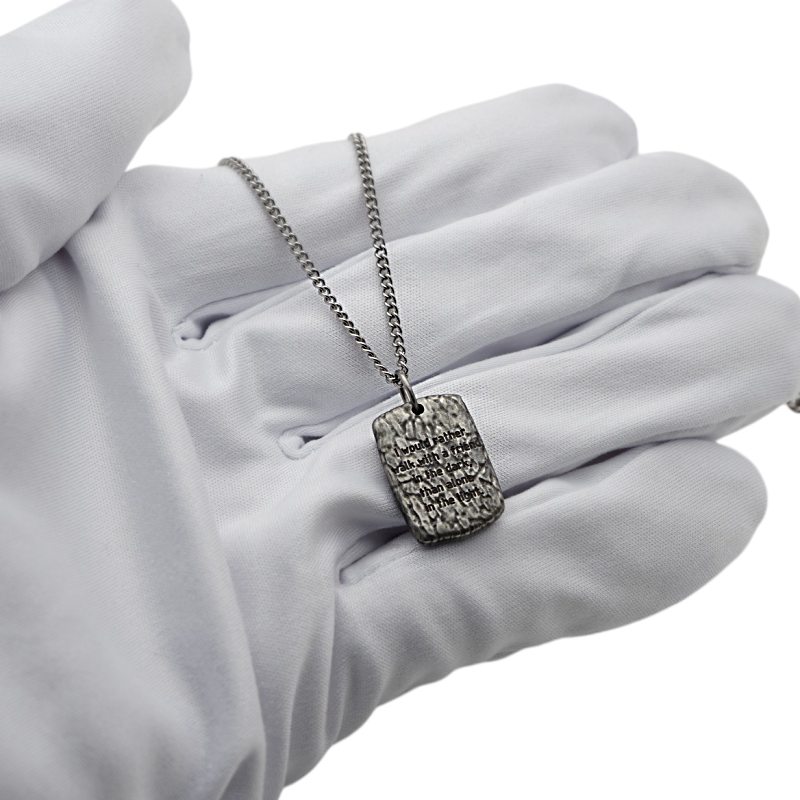 純 チタン ドッグタグ ペンダントメンズ IDタグ Pave 石畳テクスチャ