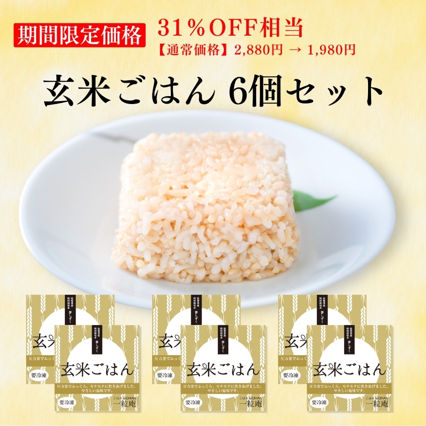 玄米　玄米ごはん 一膳ごはん 6個セット 佐賀県産ヒヨクモチ100％ 冷凍ご飯 おいしい冷凍ご飯 おとりよせ 九州グルメ ギフト 贈答 一粒庵 唐房米穀 佐賀