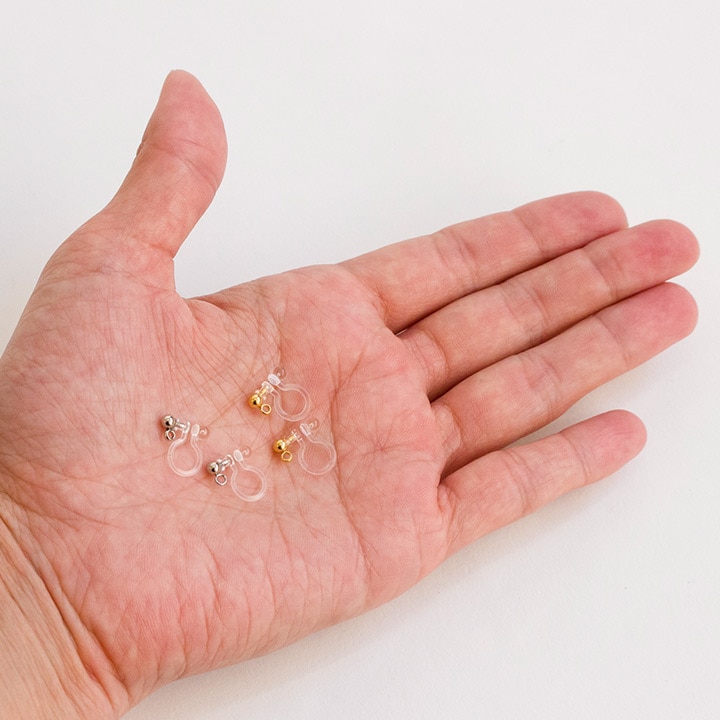アクセサリー金具 ノンホールピアス 樹脂 カン付き 25ペア入り | 大袋