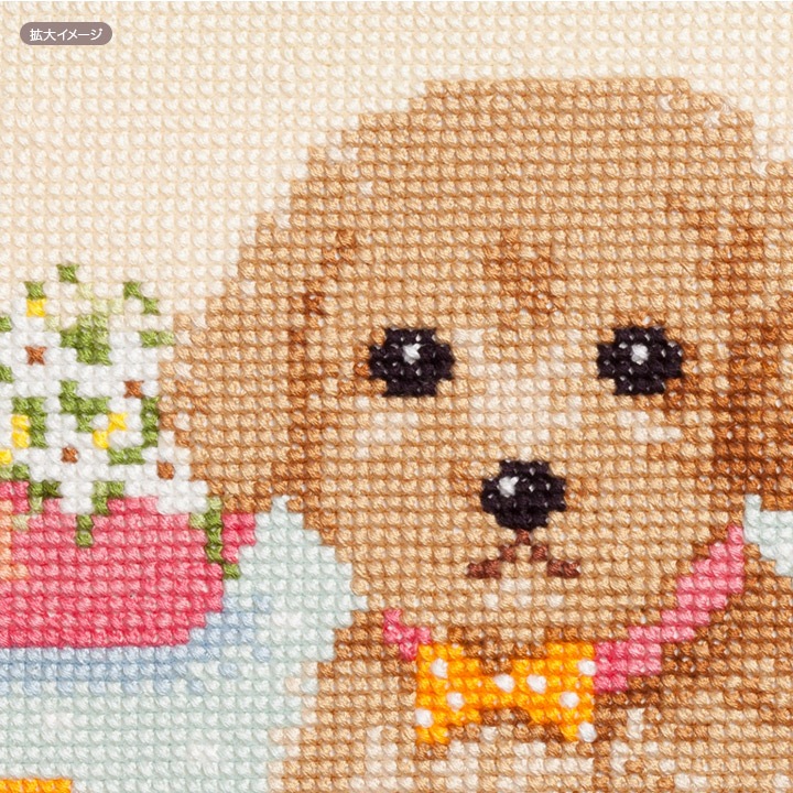クロスステッチキット COSMO(ルシアン) Dog & Flower トイプードル