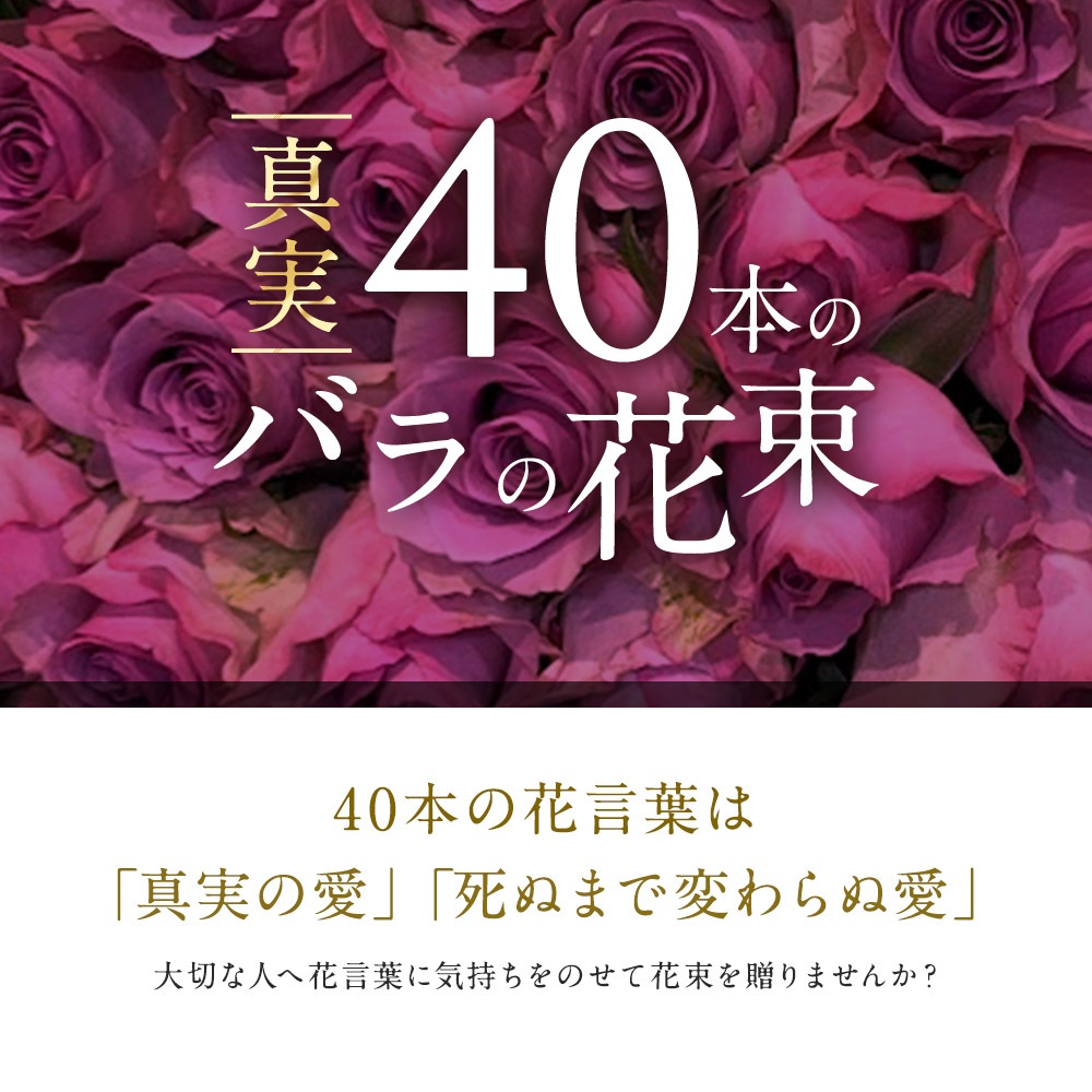 紫バラ40本の花束 生花 ムラサキバラ 東京銀座クオリティ 送料無料