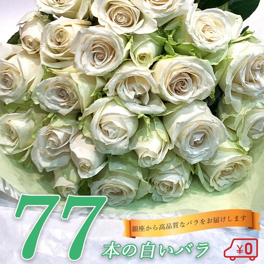 白バラ60本の花束 東京銀座クオリティー プレゼント お祝い 記念日 ギフト 送料無料 送料込み 税込 還暦 プロポーズ 誕生日 退職 還暦 【生花】  クール便選択可能 | フラワーギフト,花束 切花 | 花とギフト 銀座東京フラワー