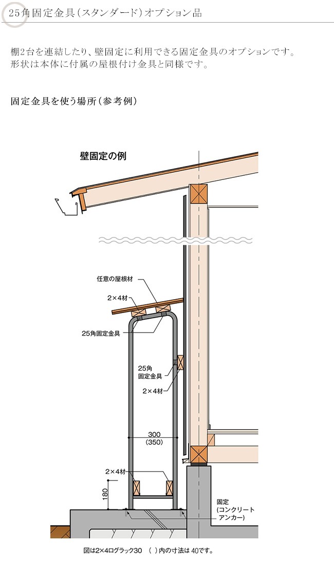 25角固定金具（スタンダード）（4個入り）【2×4ログラック30/40共通