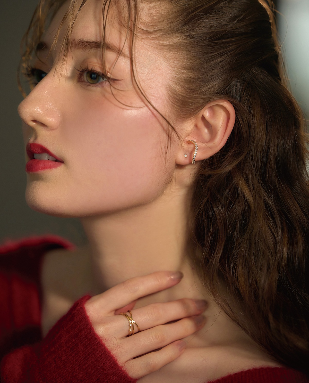 『JOLIE 』ピアス CERCA ピアス jolie minette/ビックフラワー ゴールド フープピアス