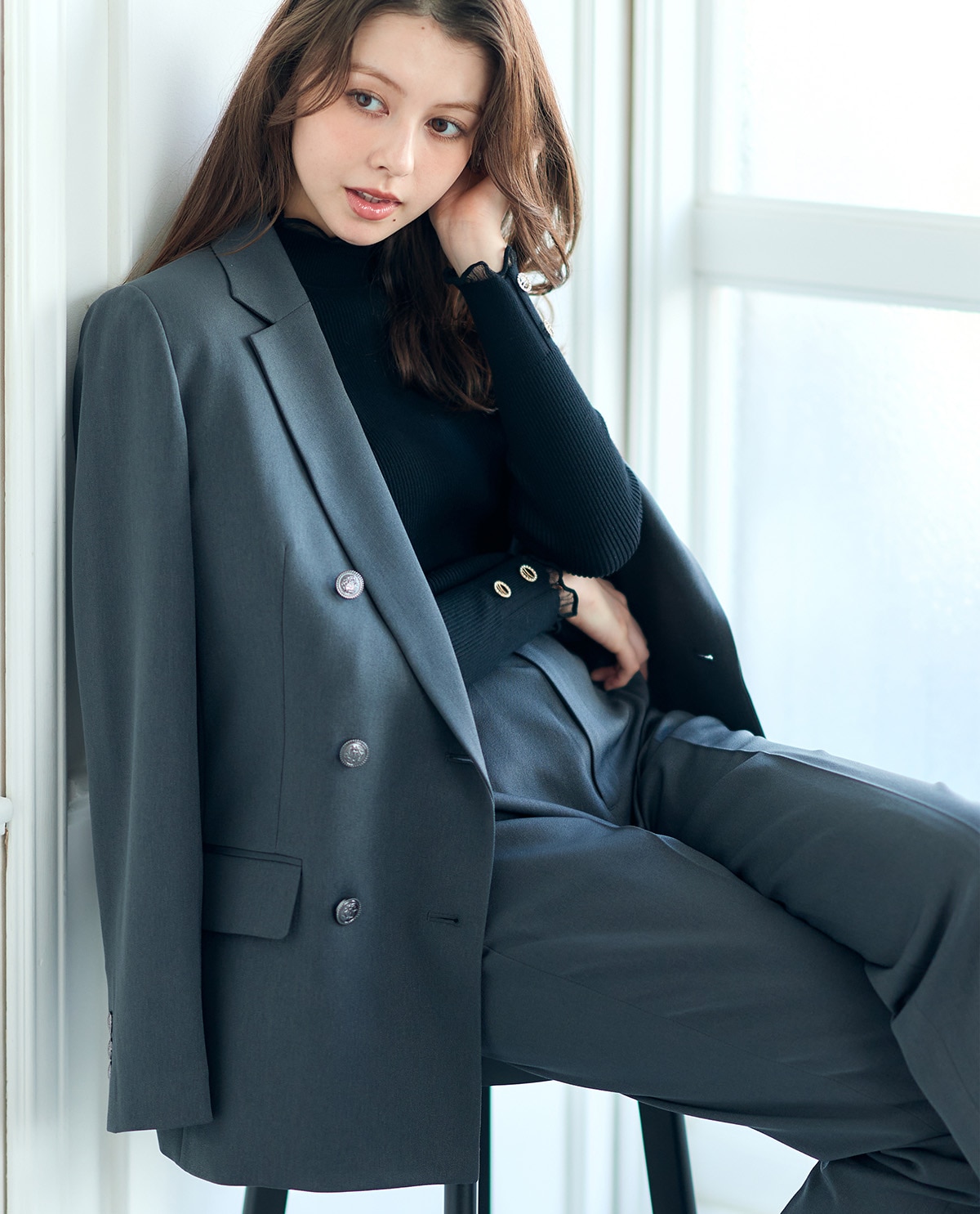 スーツ TTTMSW WWS×国際開発センター グローバルスーツ パンツ （ダークネイビー