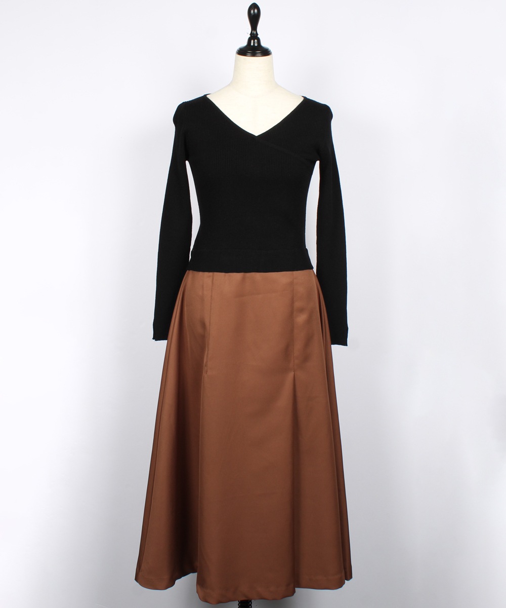 ☆*様 ✨美品✨完売人気カシュクールニットドッキングワンピースPSサイズ入手困難 大きいサイズ レディース カシュクールリブドッキングワンピース nw