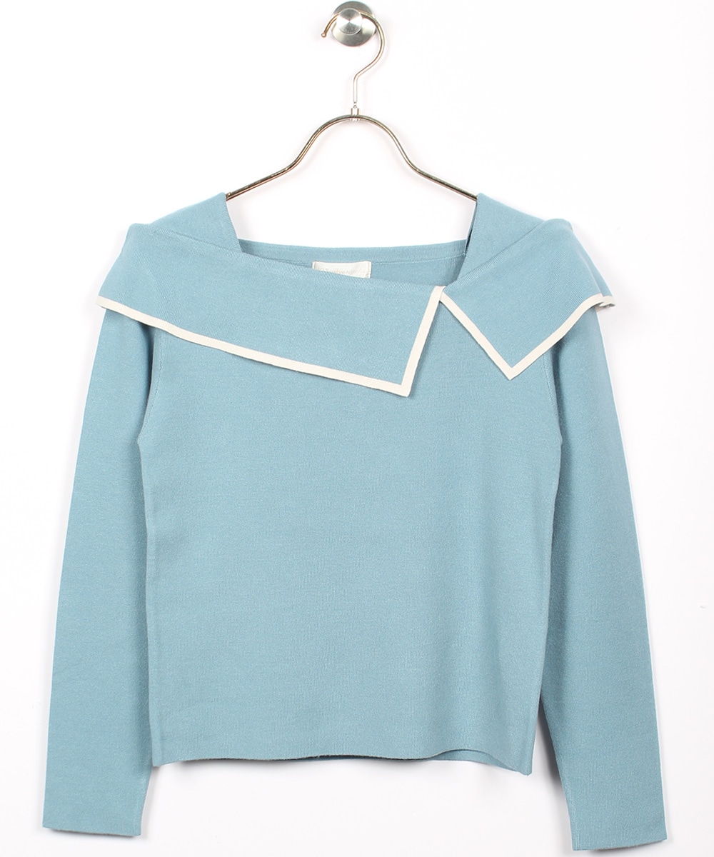 SALE】オフショル風配色9分袖ニットプルオーバー - 12Twelve Agenda