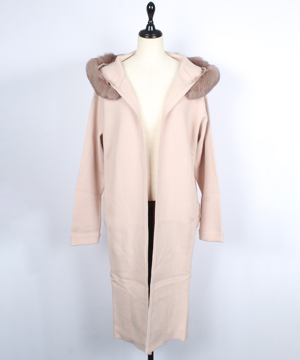 SALE】2wayラビットファー付フードロングカーディガン - 12Twelve