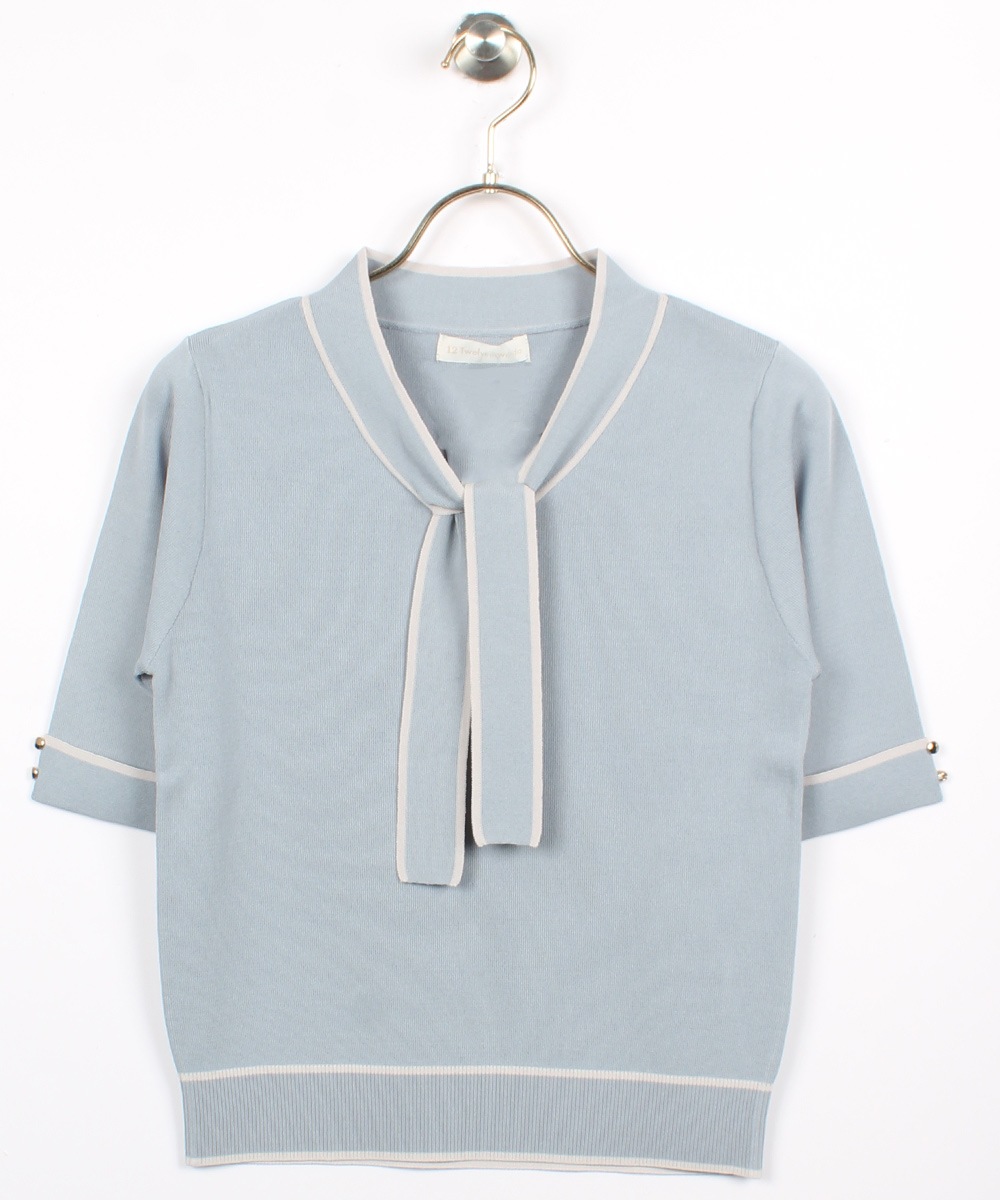 配色ボウタイニットプルオーバー - 12Twelve Agenda(トゥエルブ