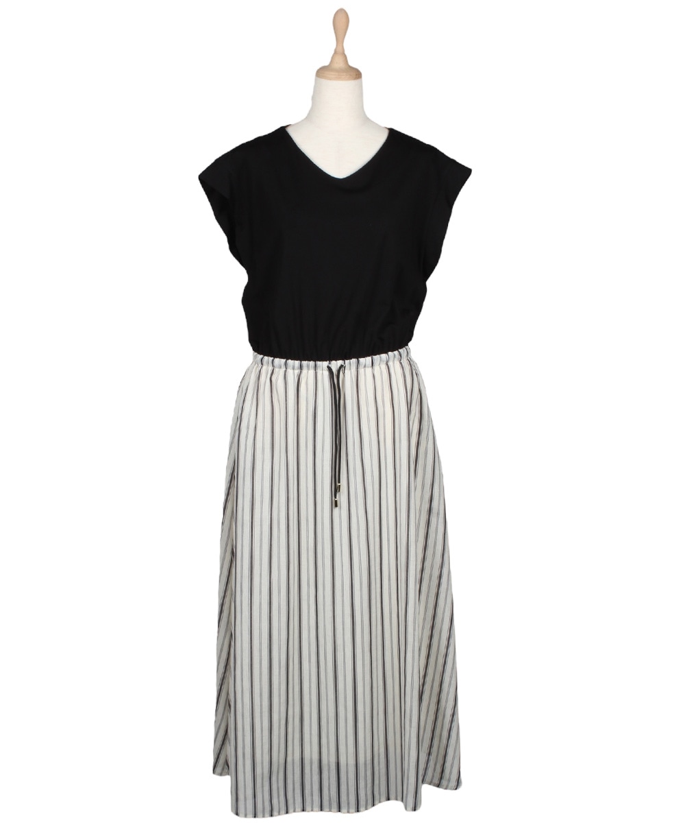 SALE】カット×ストライプドッキングワンピース - 12Twelve Agenda