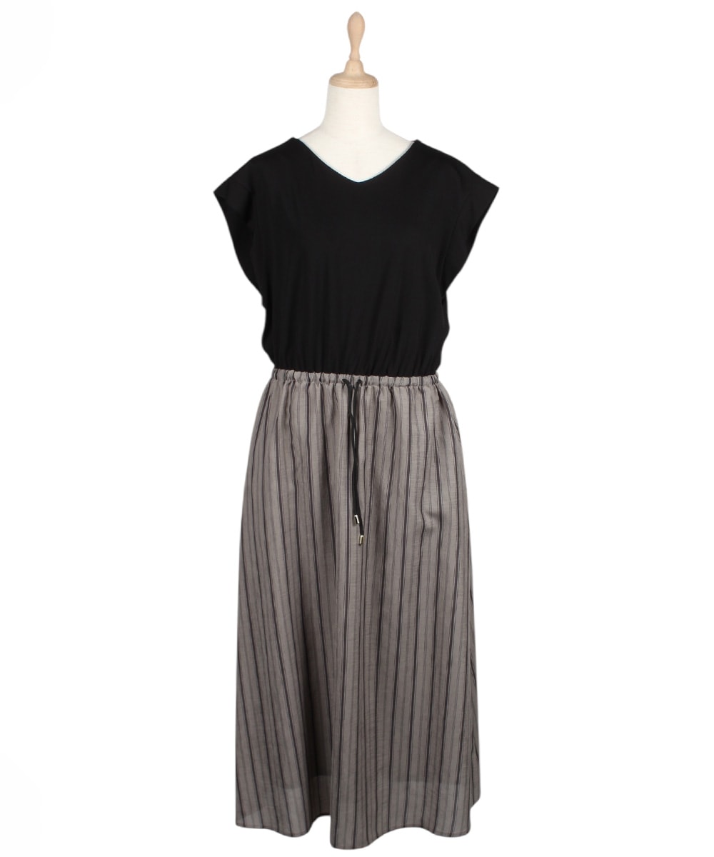 SALE】カット×ストライプドッキングワンピース - 12Twelve Agenda