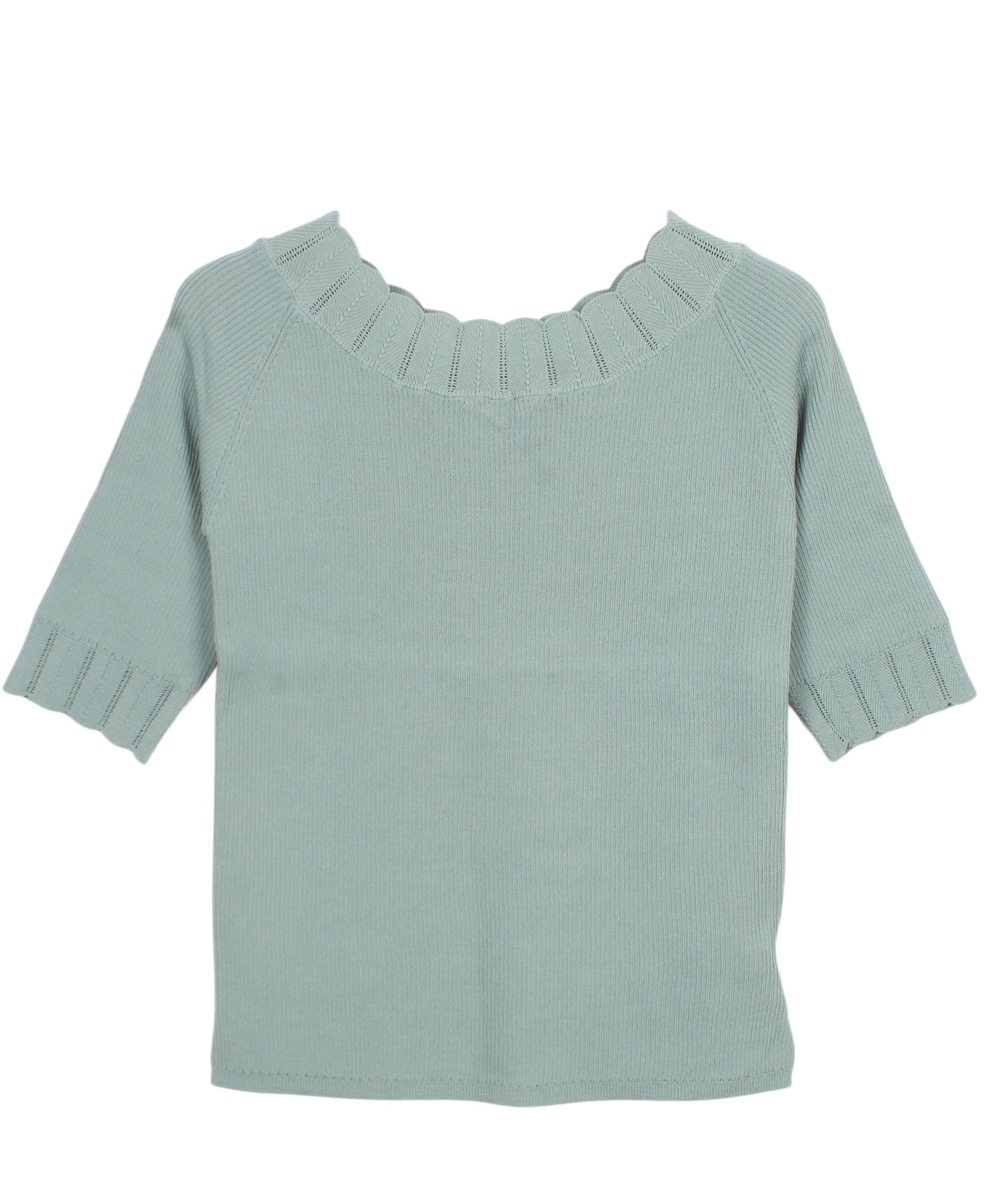 SALE】前後2wayスカラネック5分袖リブニットプルオーバー - 12Twelve