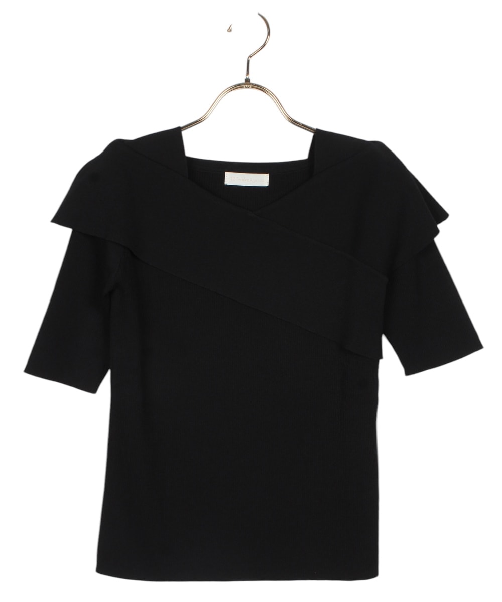 SALE】クロスアシメオフショル5分袖ニットプルオーバー - 12Twelve