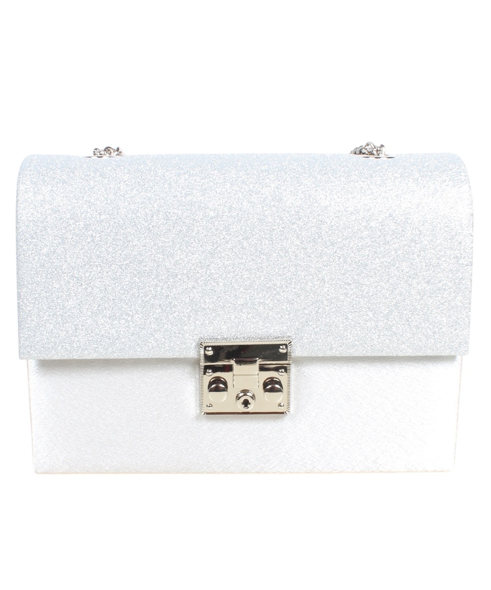 SALE】ラメフラップチェーンショルダースクエアパーティバッグ