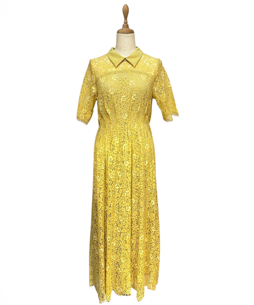 衿付きレースフレアドレス - 12Twelve Agenda(トゥエルブアジェンダ