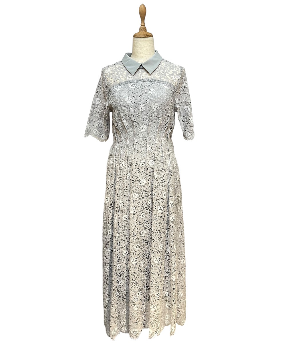 SALE】衿付きレースフレアドレス - 12Twelve Agenda(トゥエルブ