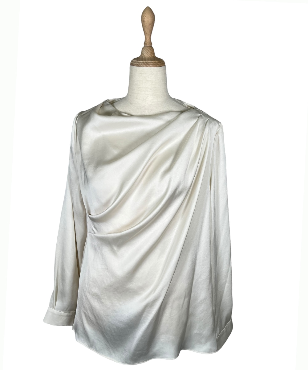 ヴィンテージサテンドレープネックブラウス - 12Twelve Agenda