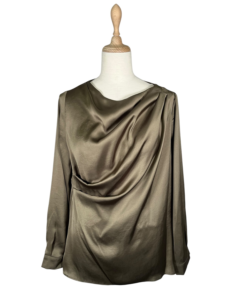 ヴィンテージサテンドレープネックブラウス - 12Twelve Agenda