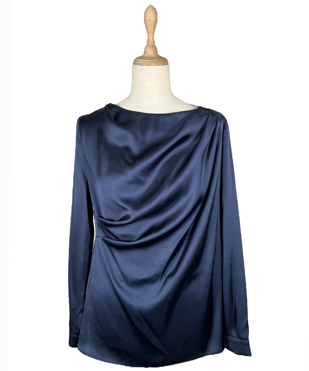 ヴィンテージサテンドレープネックブラウス - 12Twelve Agenda