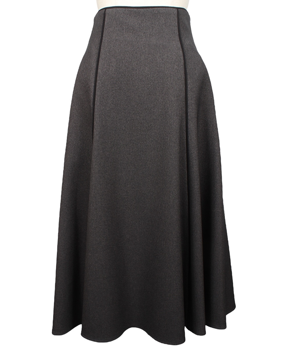 【着用2回】ヒューデイトゥイブニング　パール付きフレアロングスカート　ブラック 新色追加】パイピングフレアスカート - 12Twelve Agenda(トゥエルブ