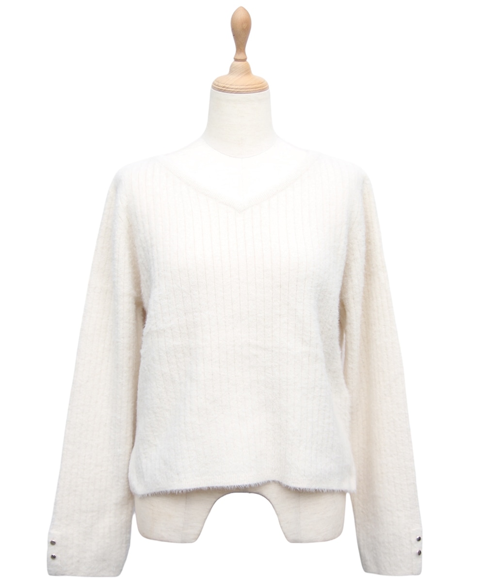 SALE】Vネックワイドリブシャギーニットプルオーバー - 12Twelve