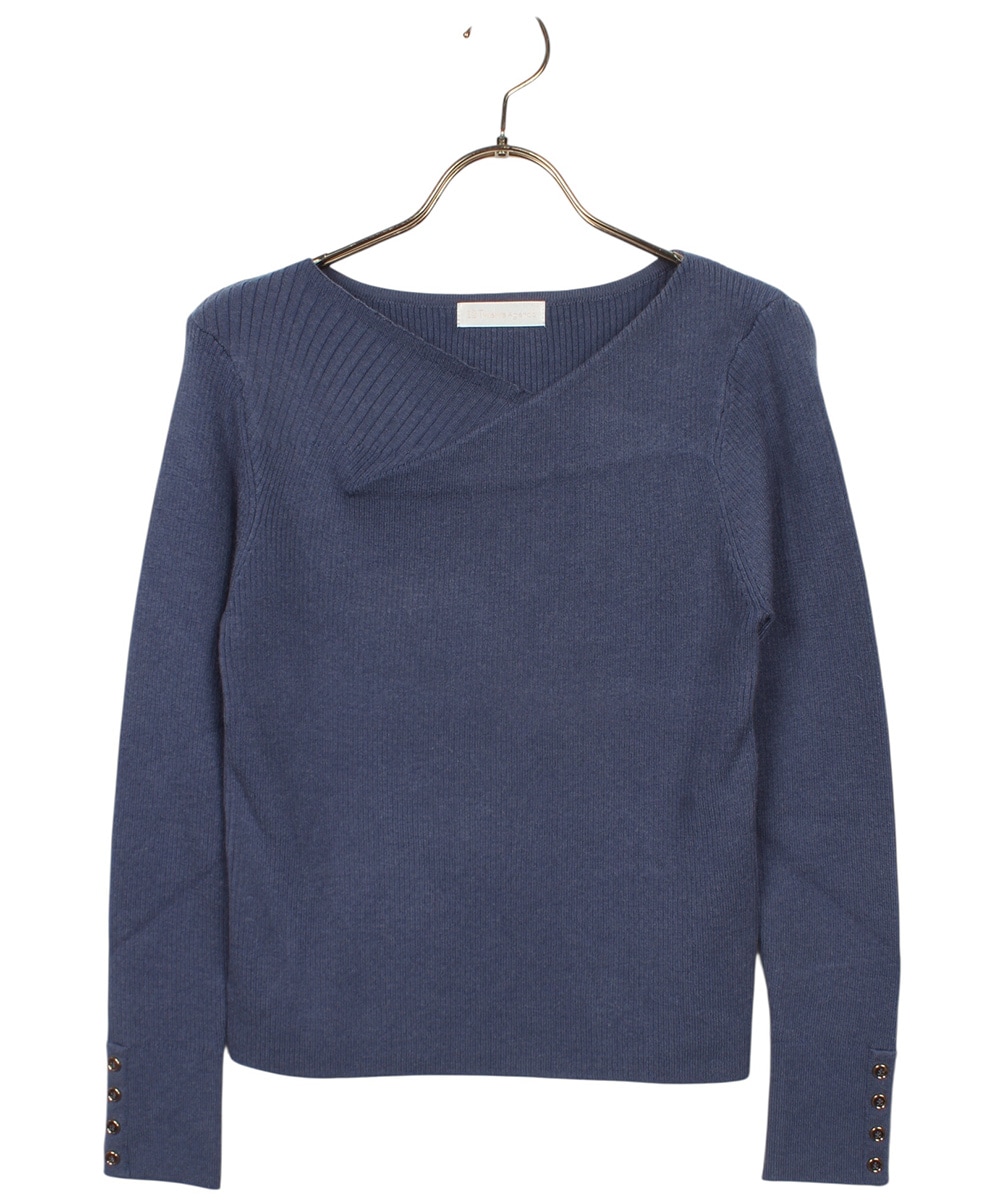 アシメタックネックリブニットプルオーバー - 12Twelve Agenda